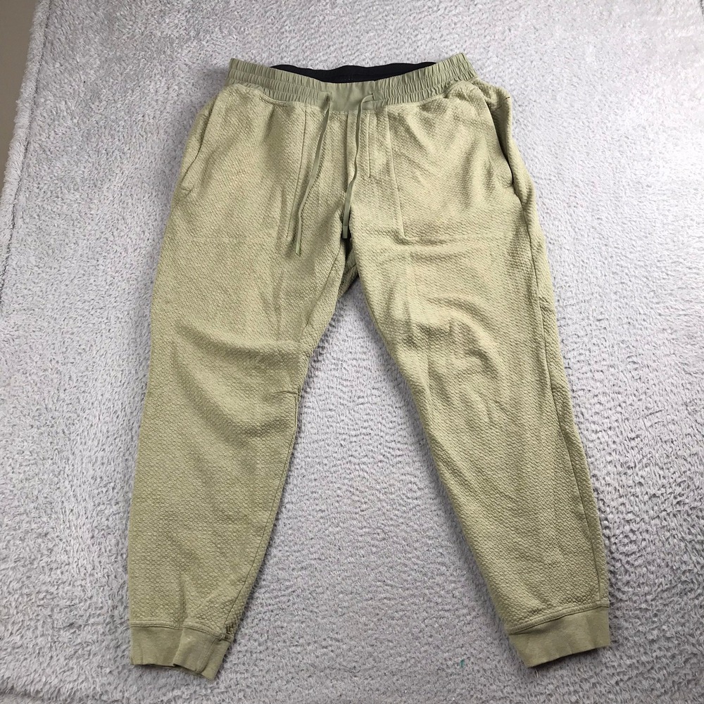 Lululemon At Ease Joggers Mens XL Green Textured Double Knit‎ Sweatpants *Flaws